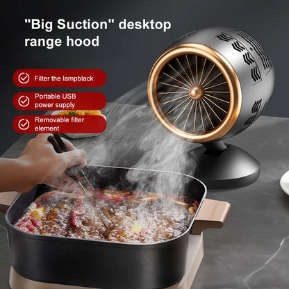Portable Desktop Range Hood Cleaner Air Adjustable Ventilator Big Suction For Smoking Home Kitchen BBQ hot pot Smoking Machine