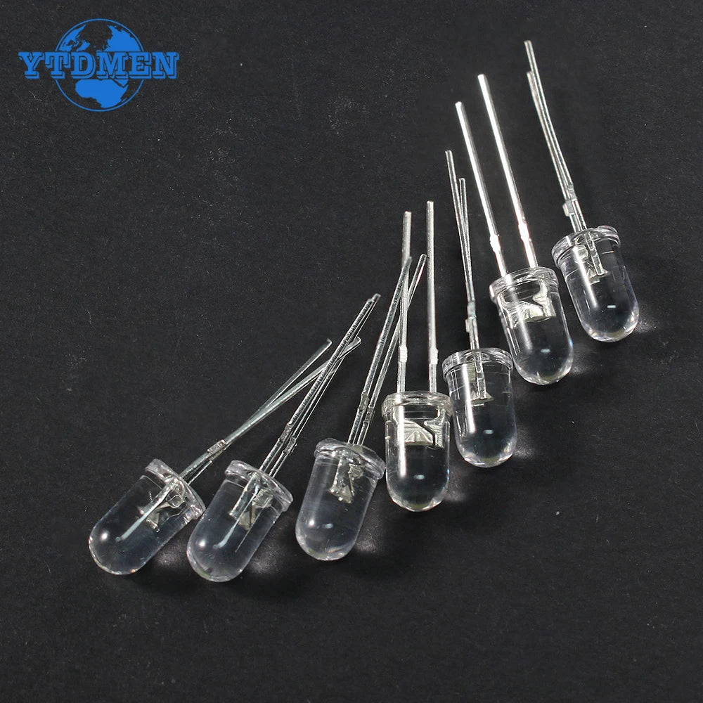 50pcs 100pcs Transparent LED Diode 5MM Super Bright White Orange Red Yellow Blue Green Light LED Bulbs Emitting Diodes Kit