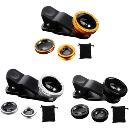 1 Set 3In1 Mobile Phone Fish Eye+Wide Angle+Macro Lightweight Camera Lens For Universal Cell Phone