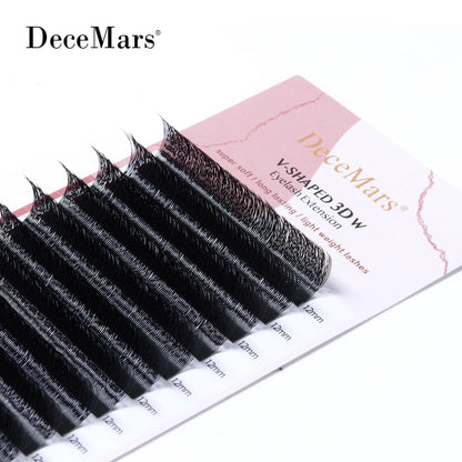 DeceMars V-shaped 3D eyelash extensions Matte Black 12 Rows/Tray