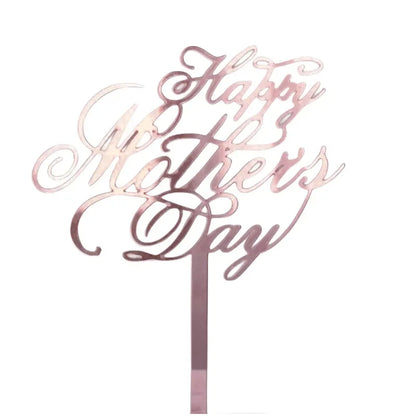New Happy Mother's Day Birthday Cake Topper Gold High-grade Acrylic MOM Party Cake Toppers Mother's Day Gifts Dessert Decoration