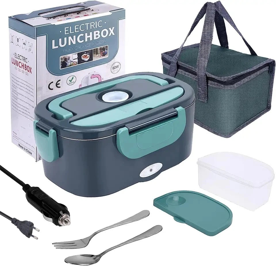 HOMEFISH 1.5L Electric Lunch Box  60W Speed Heating Car Or AC Heating Travel Office Home Use Gift Knife And Insulated Handbag
