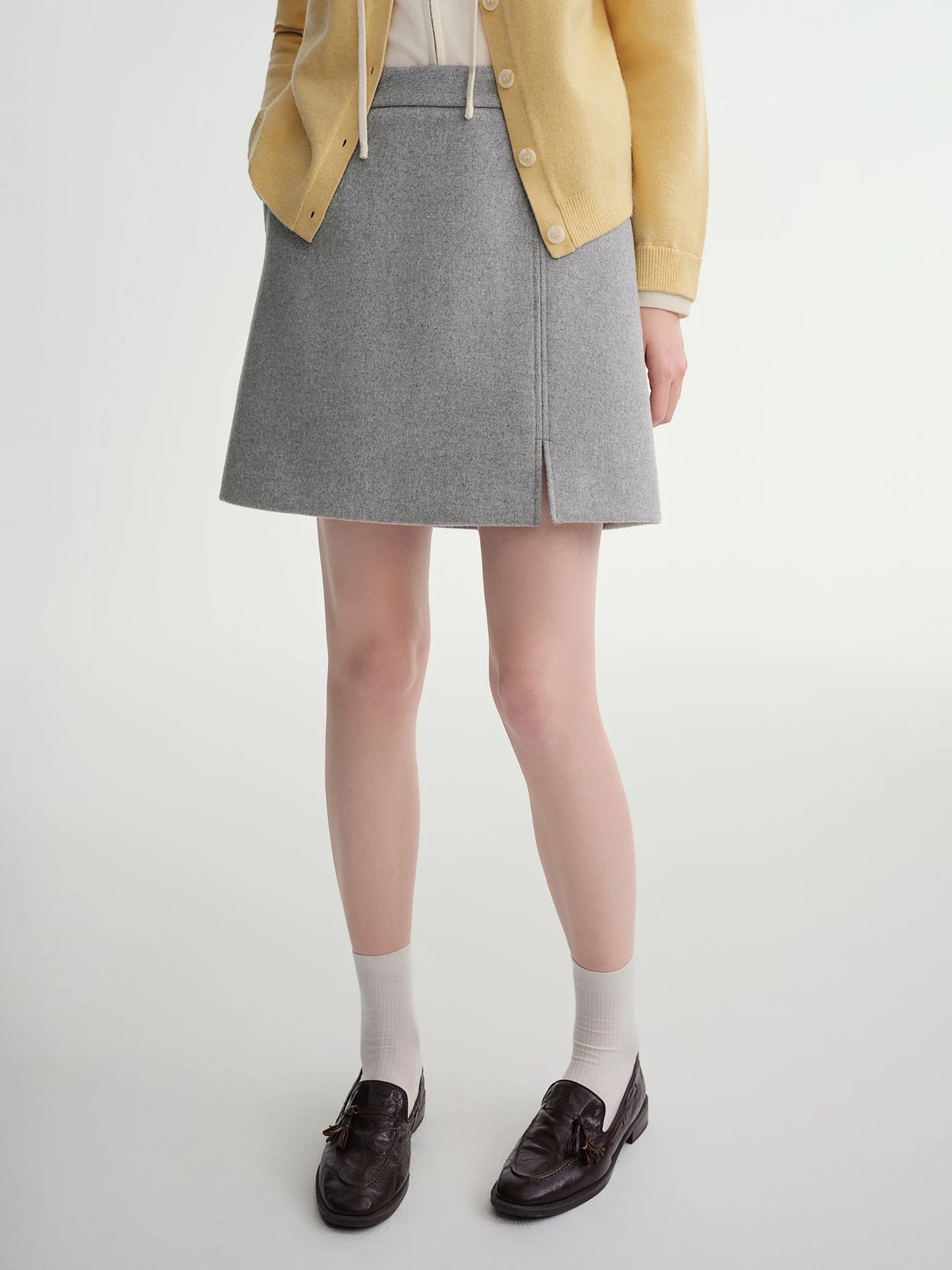 DUSHU Classic Long and Short Elastic Waist A-line Skirt 2025 Winter Skirt for Women Solid Simple Commuting Office Ladies College