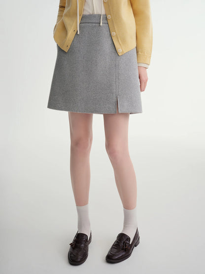 DUSHU Classic Long and Short Elastic Waist A-line Skirt 2025 Winter Skirt for Women Solid Simple Commuting Office Ladies College