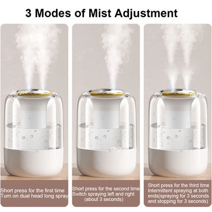 Air Humidifier 2.2L Large Capacity Home Humidifier Mute Mist Maker Double Nozzle Usb Humidifier for Bedroom with LED Night Light