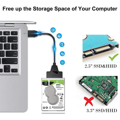 Sata To USB 3.0 Adapter Cable USB To SATA 3 Cable Support 22 Pin 2.5 Lnche External HDD SSD Hard Disk Computer Connector Fit
