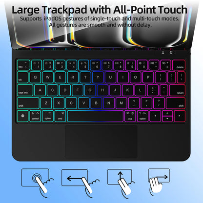GOOJODOQ Magic Keyboard Case for iPad Pro 11 M4 iPad Air 4/5/6 Smart Pogo Pin Bluetooth 5.2 Multi-Touch Trackpad Keyboard