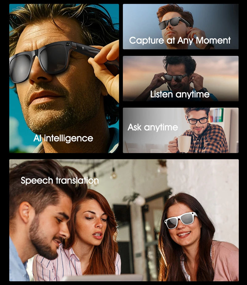 Xiaomi 4K AI Camera Glasses 800MP Multifunctional Photochromic Smart Glasses Bluetooth Calling Photo Video Music Translation New