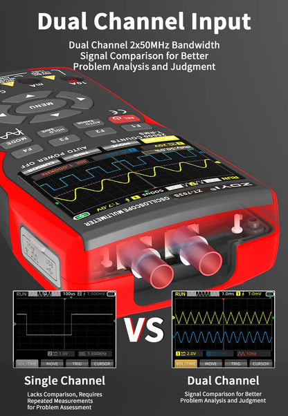 OYI ZT703S 3in1 Digital Multimeter 50MHz Bandwidth 280MS Rate PC Waveform Data Storage Dual Oscilloscope Signal Generator
