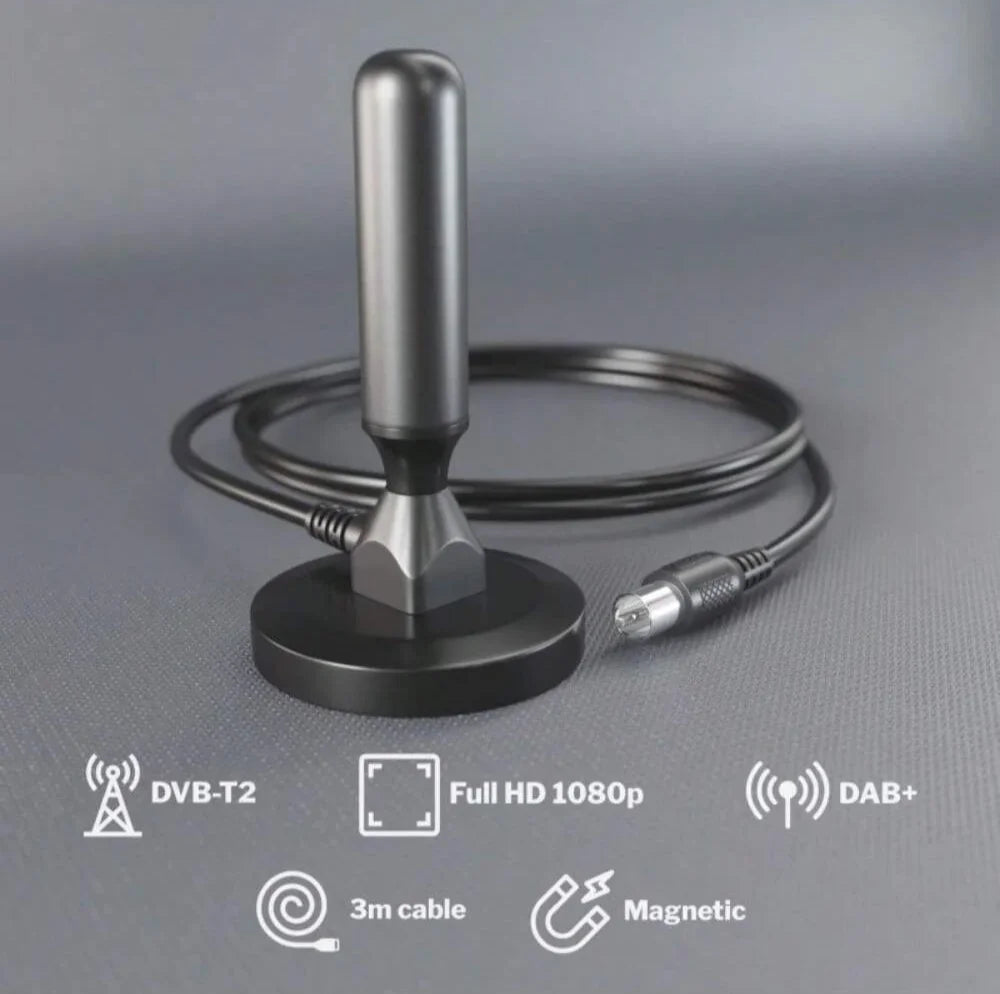 HD digital TV antenna indoor outdoor, magnetic base and 360° reception support smart 4K 1080P and HDTV free local channels