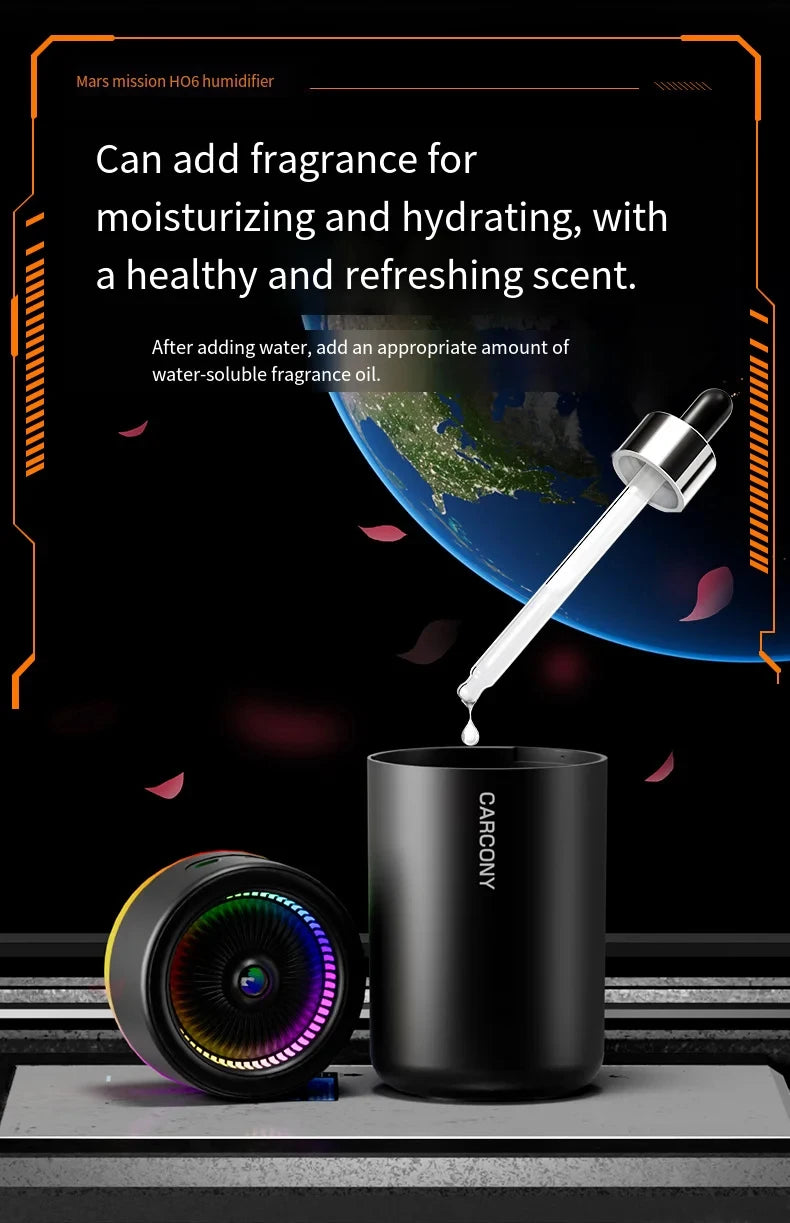 280ML Air Humidifier Large Fog Volume Colorful Atmosphere Light Silent Aroma Diffuser Essential Oils Aromatherapy for Home Car