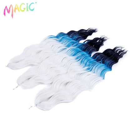 Anna Synthetic Hair 24 Inch Water Wave Braiding Hair Extensions Ombre Blonde Deep Wave Afro Curl Twist Crochet Hair for Women
