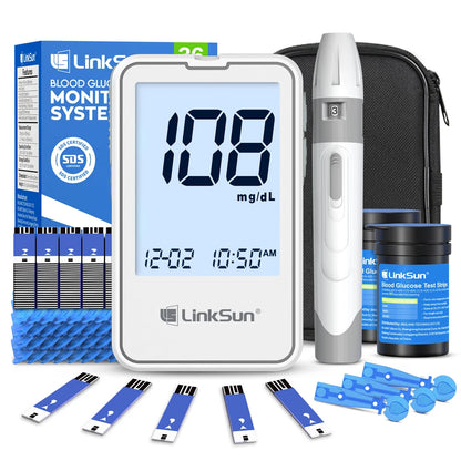 G-425-1 LinkSun Blood Glucose Meter Kit 50/100pcs Test Strips Lancets for Diabetes Monitor Digital Glucometer Blood Sugar Meter