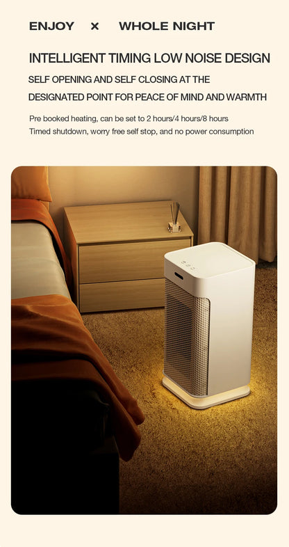 Portable PTC ceramic electric heater with multi-stage adjustment, silent, small household fan and night light heater.
