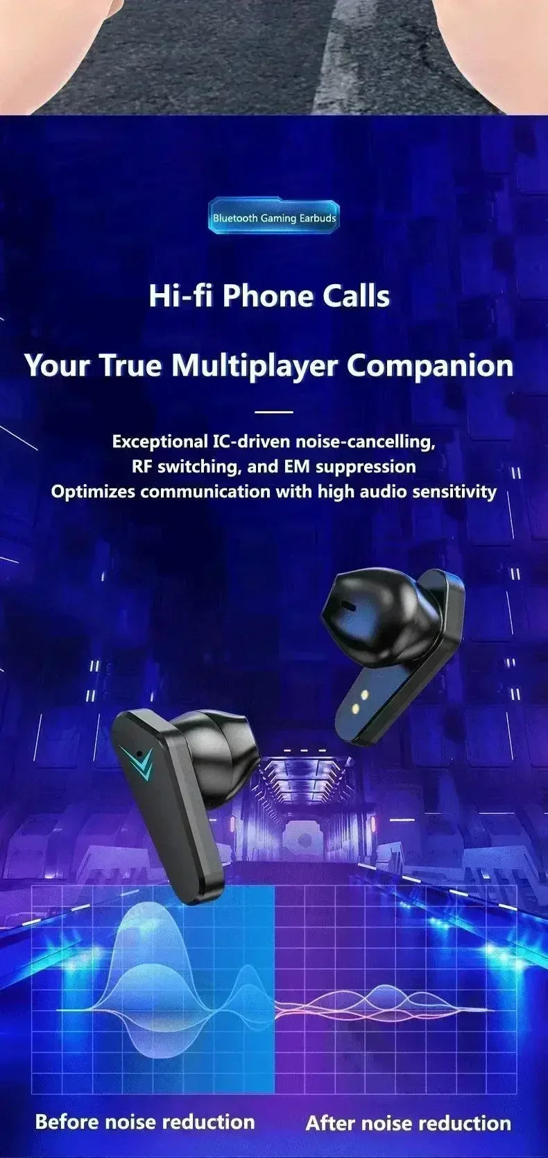 TWS Earphones 5.3 Bluetooth Wireless Gamer Headphones 65ms Low Latency Earbuds Fone Headset Gamer With phones