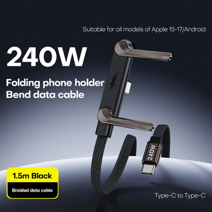 1/3PCS 240W PD Fast Charging Type C to Type C Cable USB C to Type C Cable Foldable Stand Phone Holder For iPhone 15 HUAWEI Xiaom