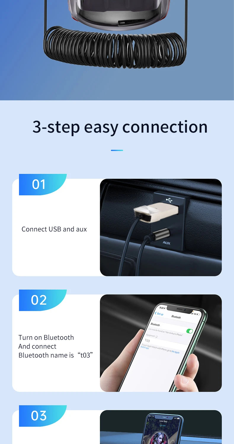 3.5mm Jack Adapter Bluetooth-Compatible 5.0 Receiver Audio Cable Wireless Receiver Car AUX For Bluetooth-Compatible Devices
