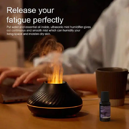 Flame Aroma Diffuser Humidifier With Colorful Essential Oil Diffuser  7 Color LED Light Portable Desktop  Air Humidifier