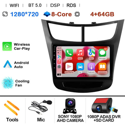 For Chevrolet Sail aveo 2015 2016 2017 2018 2019 2020 2022 carplay Android 15 DSP 2 din 4G NET Car Radio Multimedia Video Player