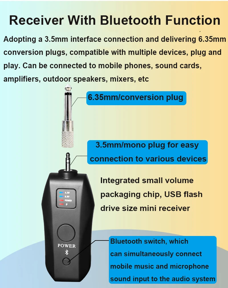 UHF Wireless Handheld Dynamic Karaoke Microphone Bluetooth Receiver Performing Professional Home Reverb High and Low Bass