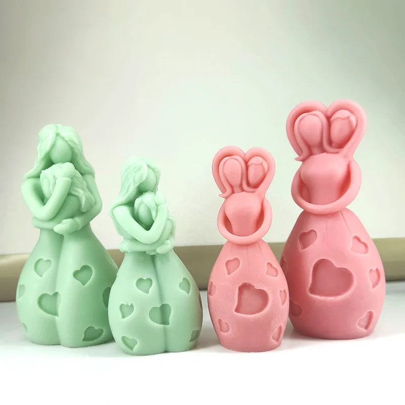 New Mother Hugging Child Candle Silicone Mold 3D Love Mother and Child Portrait Plaster Crafts Resin Soap Mold Mother's Day Gift