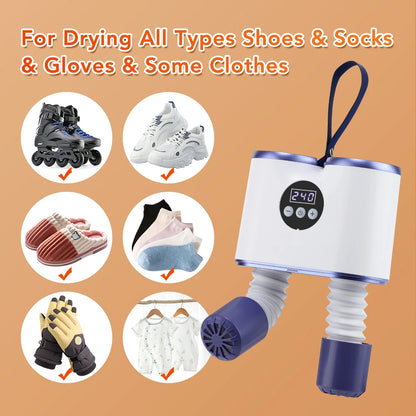 Portable Shoe Dryer with Fan Hot Air Heater Moisture Odor Home Smart Ski Boot Shoes Gloves Socks Fast Drying Machine with Timer