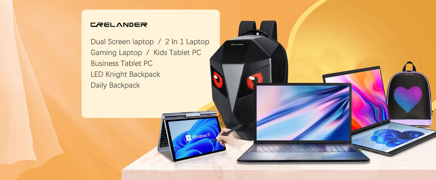 CRELANDER Double Screen Laptop intel core  i7-9750 Generation Windows 11 Touch Screen Gamer Laptop PC Portable Notebook Compu