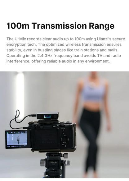 Ulanzi U-Mic Wireless Mic Stereo Microphone Lavalier Microphone for Smartphone DSLR for Interview Video Vlog Gaming Mic