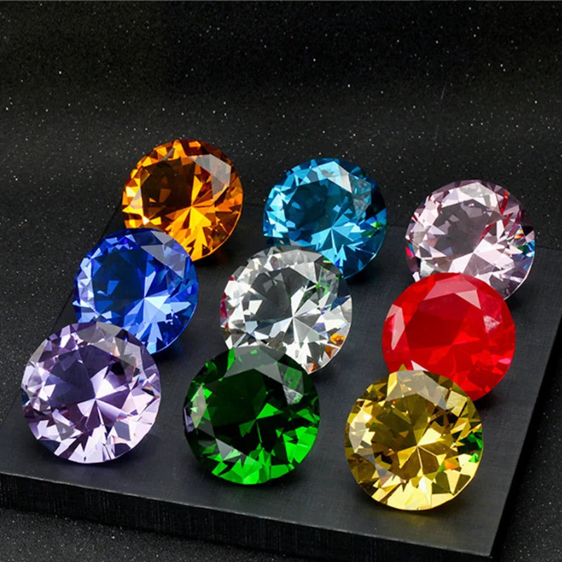 1 Piece All Colors 30mm/40mm/50mm Crystal Faceted Diamond Paperweight Table Decoration Mother's Day Gift Safe Package