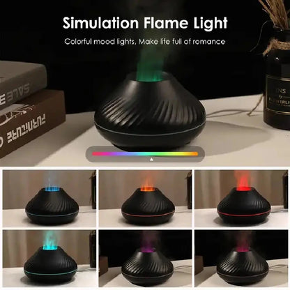 Flame Aroma Diffuser Humidifier With Colorful Essential Oil Diffuser  7 Color LED Light Portable Desktop  Air Humidifier