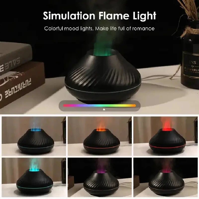 Flame Aroma Diffuser Humidifier With Colorful Essential Oil Diffuser  7 Color LED Light Portable Desktop  Air Humidifier