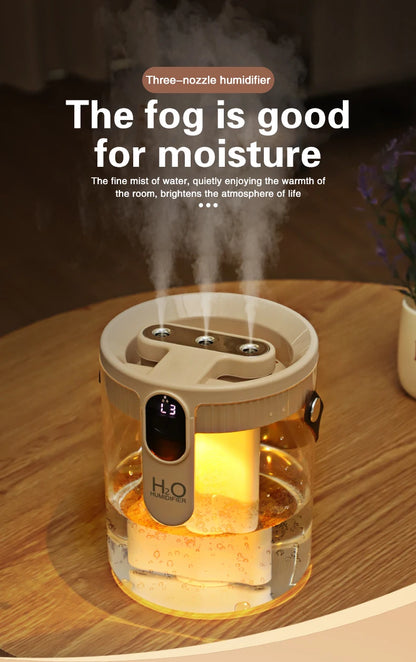 TINSOL 1.5L Air Humidifier USB-Charging Aromatherapy Diffuser 3-Port Spray Air Purifier Home Bedroom Aromatherapy Lamp