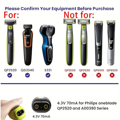 1pc Electric Shaver USB Charger For Philips Series 3000 5000 7000 9000/Oneblade QP2520 QP2620 RQ320 RQ328 RQ330 RQ331 RQ338