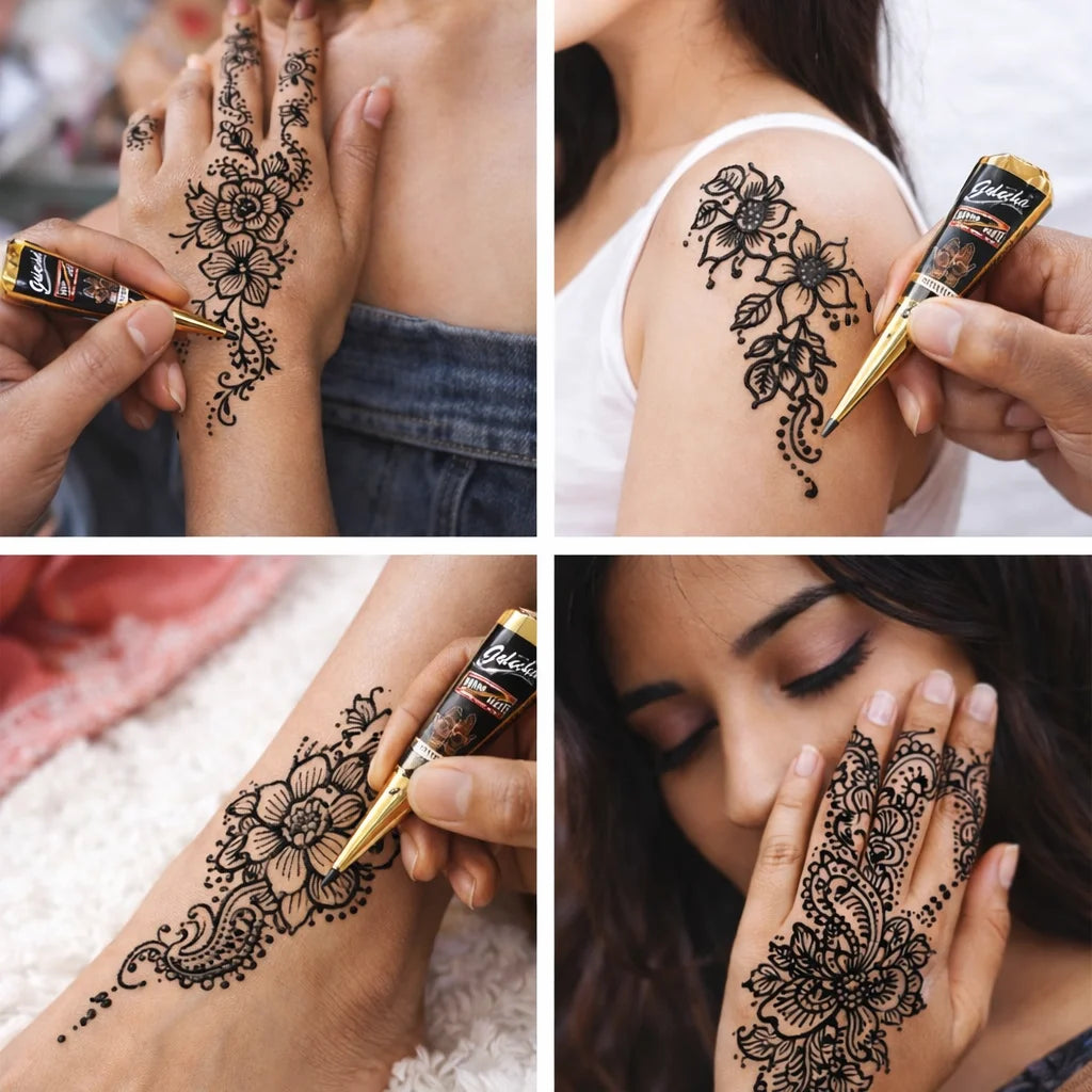 1/3/12pcs henna, brown, black, red, henna, temporary henna ,semi-permanent henna henna art