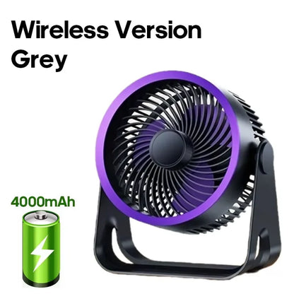  Portable Electric Fan 3600mAh Wireless Air Circulator Fan Cordless Desktop Wall Ceiling Air Cooling Cooler Quiet Ventilator