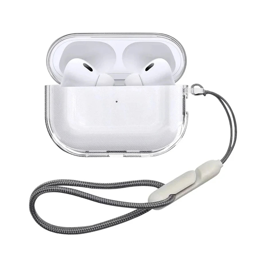 Clear Soft TPU Earphone Cover with Lanyard Strap For Airpods Pro 3 2nd Generation Air Pods 4 2024 Gen Case Accessories