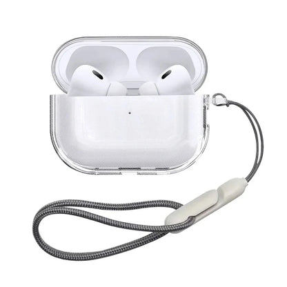 Clear Soft TPU Earphone Cover with Lanyard Strap For Airpods Pro 3 2nd Generation Air Pods 4 2024 Gen Case Accessories