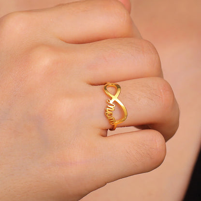 COOLTIME MOM Letters Infinite Love Symbol Ring Mum Women Stainless Steel Finger Ring Fashion Jewelry Mother's Day Gift Wholesale