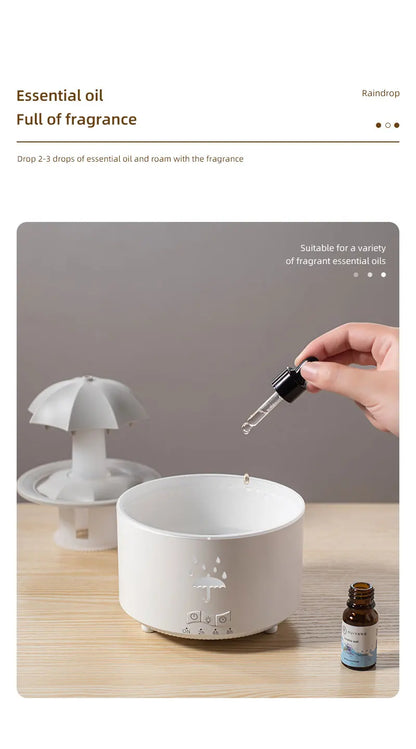 New Creative Rotating Raindrop Aromatherapy Machine Rain Cloud Humidifier Heavy Fog Quantity Colorful Moving Head Humidifier