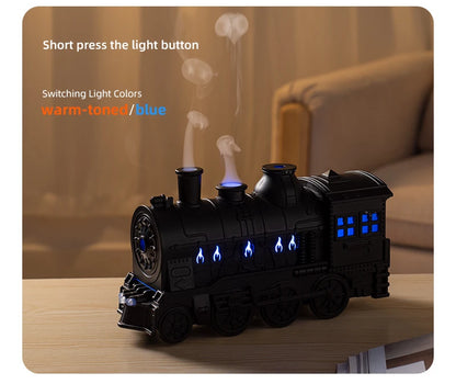 Retro Mini Train Shape Aromatherapy Essential Oil Diffuser Ultrasonic Cool Mist Air Humidifier with Lamp Aroma Difusor Atomizer