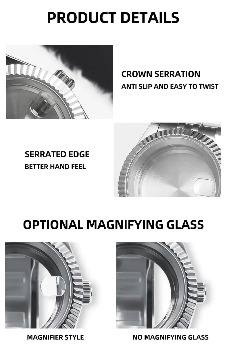 Neiton 36mm/40mm Sapphire Glass For Men Watch Case Fit NH36 NH34 NH35Movement FashionWaterproof Jubilee Stainless Steel