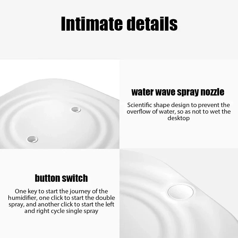 Large Capacity Dual Spray Humidifier Usb Home Bedroom 2L Silent Water Replenisher Air Purifier Wireless Water Diffuser Office
