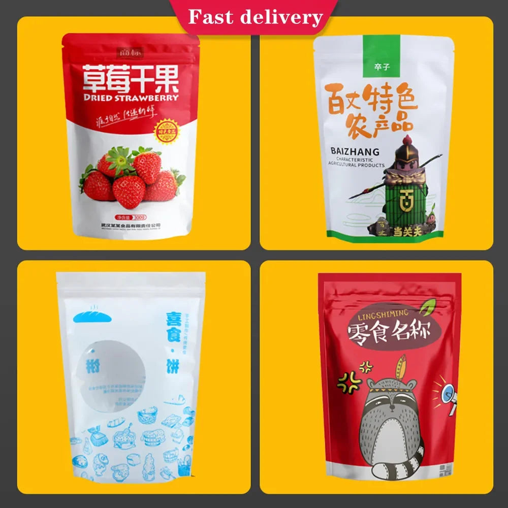 Custom Digital Print Resealable Stand up Pouch Bag Food Grade Plastic with Zipper for Candy Sweets Nuts Cookies Doypack
