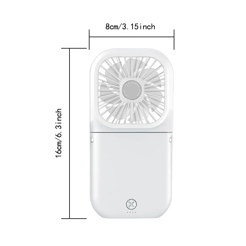 Handheld small fan, outdoor mini folding fan, USB charging portable neck hanging fan, desktop stand small fan