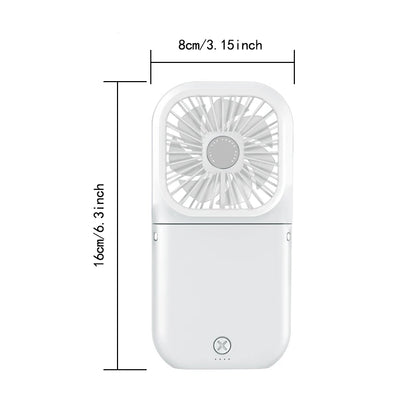 Handheld small fan, outdoor mini folding fan, USB charging portable neck hanging fan, desktop stand small fan