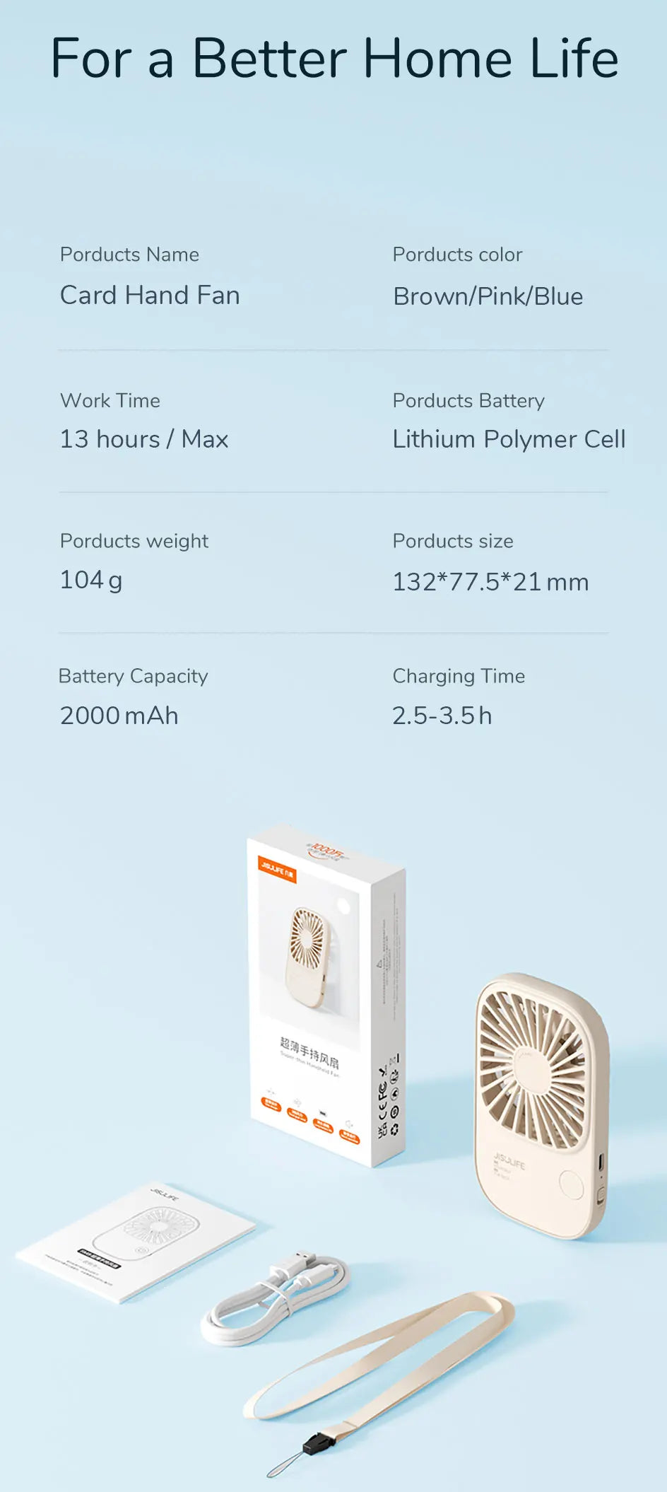 JISULIFE Mini Handheld Fan Portable Fan, Small Desk Fan with Bracket, USB Rechargeable Lash Fans,Eyelash Makeup Fan