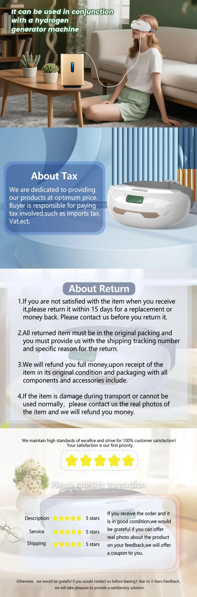 Factory Price Hydrogen Eye Mask For Hydrogen Inhalation Machine Accessories Heat Compression New Hydrogen Eye Massager