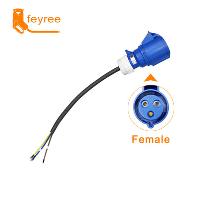 feyree EV Charger CEE Female Socket 3Pins to Schuko Plug Adapter Waterproof Connection WallMount Socket 32A 7KW Portable Charger