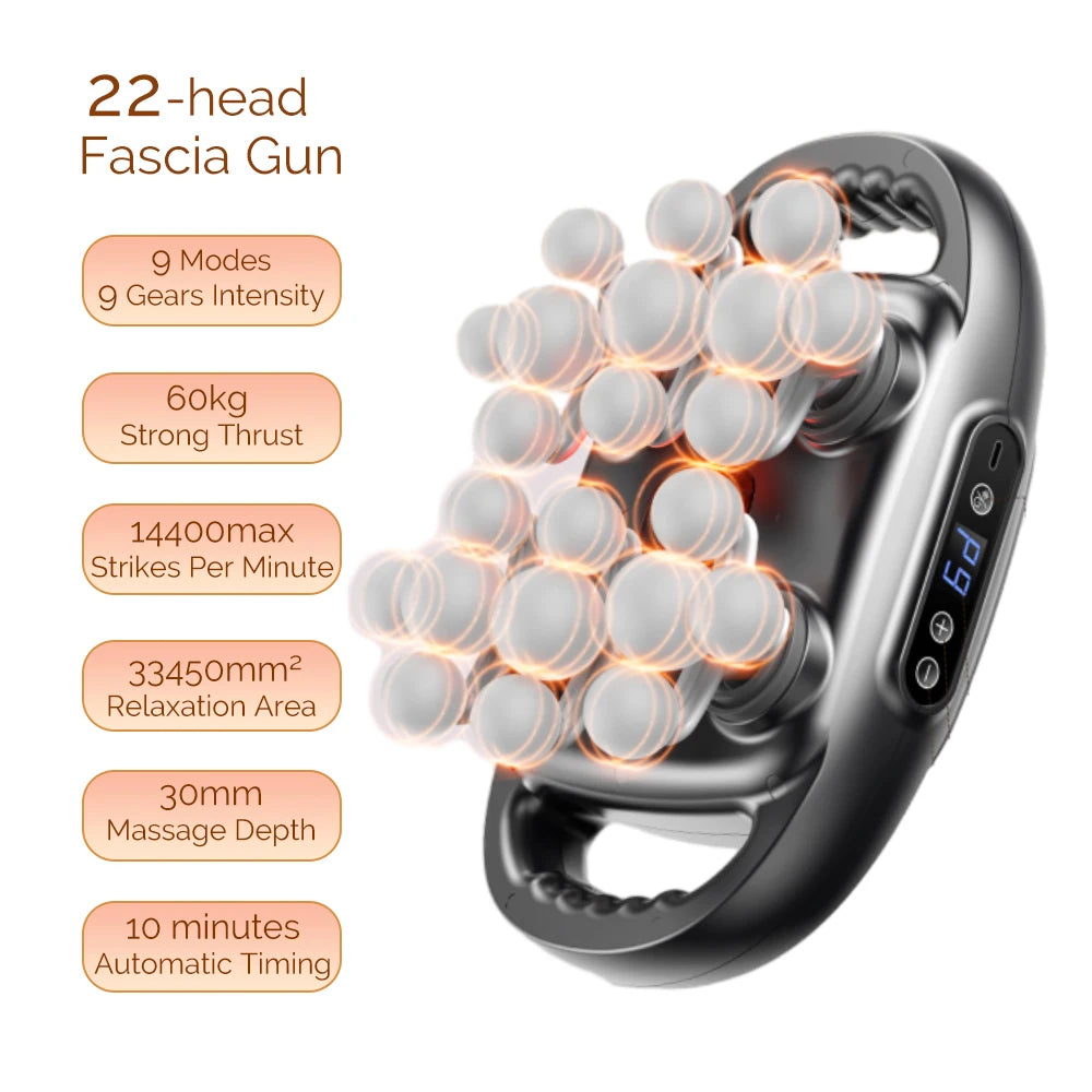 22-Head Fascia Gun High-Frequency Vibration Body Massage Gun Back and Waist Massager Neck Shoulder Massager Muscle masajeador