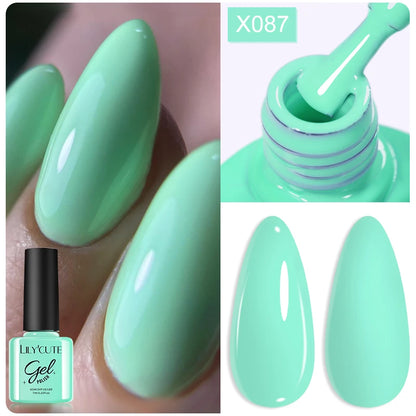LILYCUTE Nude Crystal Rubber Base Gel Nail Polish Natural Color Semi Permanent UV Gel Soak Off Self Leveling Nail Gel Varnishes